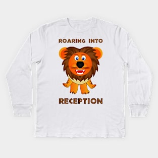 Roaring Into Reception (Cartoon Lion) Kids Long Sleeve T-Shirt